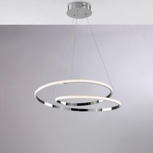 Sospensione in metallo e alluminio bianco con led integrato e cavi elettrici regolabili MALENA Diametro 50x h 11-MAX 115 cm Colore Cromo