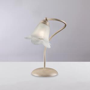 Lumetto Abat Jour In Ferro laccato Avorio ALICE Dimensioni 25x25xh31 cm- peso 1,9 kg decorazione oro chiaro e vetro alabastro bianco 1 luce