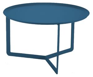 Tavolinetto Rotondo in acciaio ROUND Medio diametro 60x60xh36 cm - peso Kg 7,50 con vassoio estraibile struttura in acciaio colore Petrolio