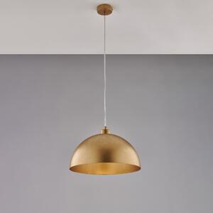 Sospensione Marcus Diametro 35 cm in Ferro Laccato Bianco con Decorazione Oro Antico, Cavo Elettrico Regolabile, 1 Luce E27 - 55 Watt Max, H21 - MAX 121 cm, Colore Oro