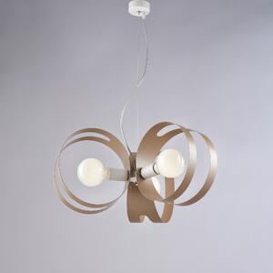 Sospensione Peter �48xH.30 - MAX 130 cm, Bianco Tortora, Ferro Laccato con Fasce Tagliate a Laser, 3 X E27 - 55 Watt Max