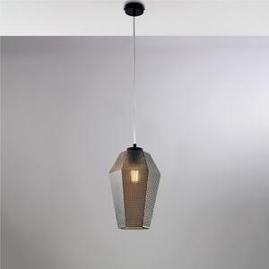 Sospensione in ferro laccato bianco e montatura cromo A 1 luce MOD PRISMA Dimensioni 21xh 35 cm allungabile fino a 135 diffusori in vetro Grigio Specchiato