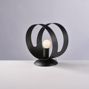 Lumetto Peter in Ferro Laccato Nero con Fascia Tagliata a Laser, H22 - �19 cm, Nero