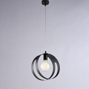 Sospensione Peter Nero in Ferro Laccato con Fascia Laser, 20xH.30-130 cm, 1 X E27 - 55 Watt Max