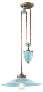 Sospensione Saliscendi da interno a Una luce in materiale Ceramico URBAN RETRO' Dimensioni ? 35cm peso 3,80 kg - Attacco Lampada E 27 Azzurro