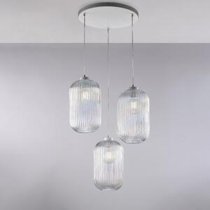 Sospensione Krizia in Ferro Laccato Bianco, H.41 - MAX 141 - �47 cm, Trasparente, 3 Luci E27 - 55 Watt Max