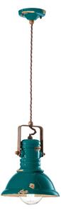 Sospensione da interno in Ferro e materiale Ceramico Vintage URBAN RETRO' dimensione 23x23x h 30 cm peso 2,0 kg - Attacco Lampada E 27 Vintage Verde