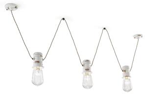 Sospensione da interno a tre luci in materiale Ceramico URBAN RETRO' dimensione 10x h 31 cm peso 2.76 kg - Attacco Lampada E 27 Bianco Sfumato Oro