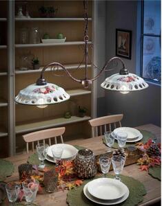 Sospensione a due lampade da interno in materiale Ceramico NAPOLI CLASSIC dimensione 100x33x h 35 cm peso 3,5 kg - Attacco Lampada E 27 Vintage Tortora