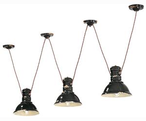Sospensione da interno a tre luci in materiale Ceramico URBAN RETRO' dimensione 13x h 19 cm peso 3,70 kg - Attacco Lampada E 27 Nero