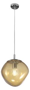 Sospensione 1 Luce PICCOLA Struttura Sfera Vetro Cristallo SAXA Diametro 15xh 18 cm con Filo Max 220 G9, 1 x Max 40 Watt 1,5 kg colore vetro cristallo Ambra