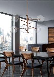Lampada a sospensione con struttura in metallo brunito ESTRO 6 SFERE Dimensioni 110x65xh 70 MAX 110-130 cm G9 6x Max 40 Watt 7 kg e diffusori con sfere in vetro cristallo Trasparente