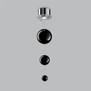 Plafoniera da muro solida base inox a taglio laser Bolero Dimensioni 15x15x h 70 cm G10 1 x Max 50 Watt 1,2 kg e diffusori con sfere in vetro cristallo Nero