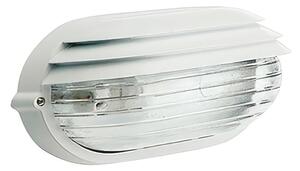 Applique in pressofusione di alluminio PALPEBRA OVALE PICCOLA E27 Dimensioni 21,9x10,4x h 11,5 cm Diffusore in vetro stampato colore BIANCO