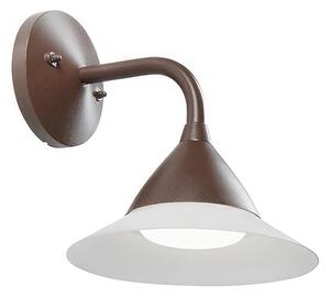 Lampada da parete in alluminio pressofuso PETUNIA APPLIQUE IN BASSO 20W LED 3000K Dimensioni 25,4x20xh 24,4 cm diffusore in resina satinata colore CORTEN