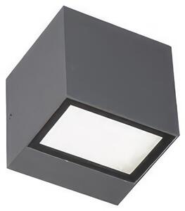 Applique Biemissione in alluminio pressofuso BOX APPLIQUE MINI 5,5W 5,5W LED 3000K Dimensioni 9x8,5xh 8,5 cm Diffusori in vetro trasparente colore GRAFITE
