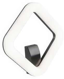 Lampada da parete in alluminio pressofuso QUASAR APPLIQUE QUADRA 20W LED 3000K Dimensioni 21x25,6xh 25,6 cm Luce diretta con diffusore in termoplastico opalino colore GRAFITE