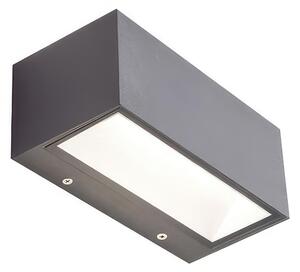 Applique in alluminio pressofuso BOX APPLIQUE GRANDE 20W LED 3000K Dimensioni 22x10,3xh 8,5 cm Diffusori in vetro trasparente colore GRAFITE