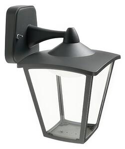 Applique in alluminio pressofuso. Diffusori in vetro trasparente ROYAL APPLIQUE IN BASSO 7W LED 4000K Dimensioni 18x22xh 28,2 cm Diffusore di protezione interno colore GRAFITE