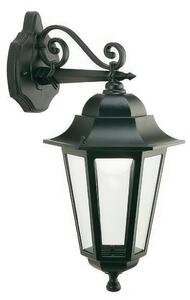 Applique Esagonale in pressofusione di alluminio. ASSISI Grande Diffusori in vetro trasparente. 29x23x h 46 cm Altezza max lampada: 200mm. Alimentazione 230 V ~ 50 Hz NERO