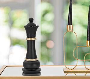 Elegante scultura nera con finiture dorate REGINA DEGLI SCACCHI � 9xh 25,5 cm- colore oro e nero