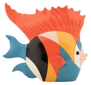 Scultura di Pesce dai colori linee vivaci e sgargianti, CONTEMPORANEO Dimensioni 28x8x h25 cm in Polyresin arcobaleno multicolor