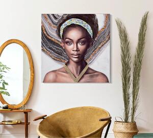Dipinto su tela, quadro con telaio in legno NAOMI 100x3x h 100 cm decoro raffigurante il volto di donna multicolore