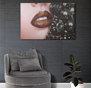 Stampa su Tela intelaiatura in legno Design Volto Femminile dai Toni caldi BEAUTIFUL LIPS dimensioni 80x3,8xh 120 cm Legno colore multicolore