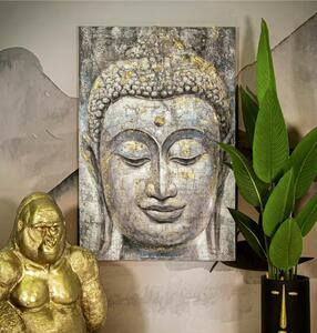 Dipinto su tela, quadro con telaio in legno il volto di Face Buddha 80x3x h 120 cm decoro raffigurante FACE BUDDHA multicolore