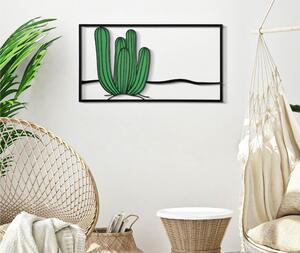 Pannello decorativo 3D - da parete in metallo CACTUS Dimensioni 60x1,3x33 raffigurato un panorama desertico con un cactus verde acceso