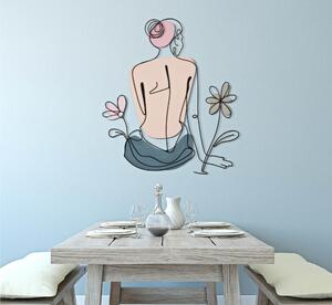 Pannello decorativo 3D da parete in metallo COLOR LADY W-FLOWER 80x1,3x h 90 cm peso 1,0 kg tratti delicati DI Figura di una ragazza seduta di spalle in un prato fiorito