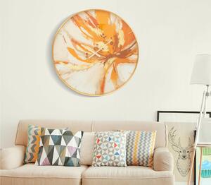 Orologio rotondo da parete con elegante cornice dorata Dimensioni � 80x 5 cm linee tonalit� vivaci e accese