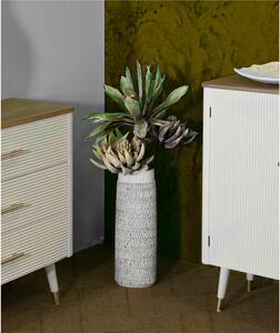 Vaso con eleganti decorazioni intagliate Decorato, NAIROBI, 30,5x11,5xh46,5 cm diametro superiore � 4 cm in Polyresin grigia