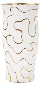 Vaso in ceramica bianca con eleganti linee dorate, ADORE ideale nell'arredamento Dimensioni � 16X32,5 cm in Polyresin multicolor