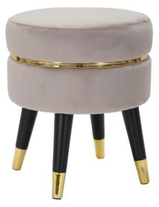 Sgabello in legno e velluto, telaio Dorato PARIS OTTANIO/GOLD Dimensioni � 35x40,5 cm peso 4,5 kg rivestimento colore Grigio