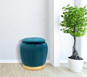 Pouf, contenitore apribile in legno PARIS dimensioni 43x43xh 43 cm peso 4,0 kg, rivestimento intessuto imbottito colore Ottanio