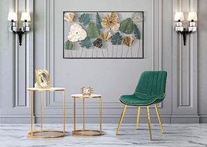 Set di 2 sedie in tessuto verde imbottito con rifiniture dorate PARIS Dimensioni 51x59x h 79 cm - peso 5 kg gambe Metallo dorato