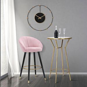 Sgabello bar in velluto imbottito rosa con gambe in legno PRAGUE ROSA 55x56xh 104 cm - peso 8 kg set gambe Metallo dorato