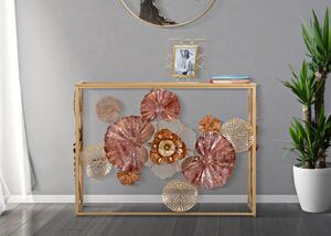 Consolle Tavolo in metallo Nero e Vetro Specchio GLAM REDY, Dimensioni 114x41,5x80 cm - Peso 12 kg Vetro temperato a specchio telaio oro
