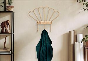 Appendiabiti in Rattan 3 posti PANAMA 3 Ganci 37,5x5x32,5 cm - peso 0,800 kg foglie ondulate e intagliate colore Avana