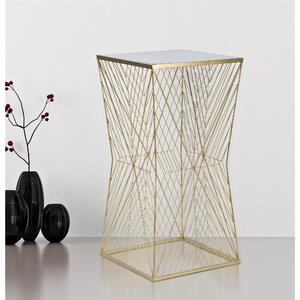 Tavolo porta telefono quadrato in metallo dorato LINES 4 Dimensioni 50x50x h 100 cm - Linee Geometriche dorato