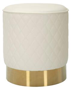 Pouf rotondo bianco trapuntato in simil pelle con base oro SHARON Dimensioni 36x36x h39 cm, Rivestimento simil pelle bianco