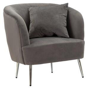 Poltrona verde con gambe Argentate rivestito in velluto trapuntato Trapuntato SILVERY Dimensioni 73x69xh 78 cm colore Grigio E Silver