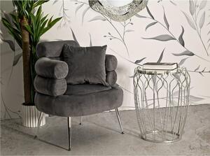Poltrona verde con gambe dorate rivestito in velluto trapuntato Trapuntato SILVERY PLUS Dimensioni 78x68xh 85 cm colore Grigio E Silver