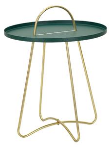 Tavolino verde satinato con gambe dorate, GRENT , Dimensioni 45x45x h 59 cm -Peso 2 kg Metallo colore Verde e ORO