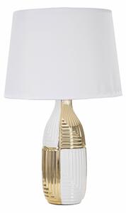 Lampada da tavolo in ceramica bianca e dorata Dimensioni � 33x h 54 cm in ceramica bianca dorata design motivi geometrici in rilievo