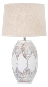 Lampada da tavolo in resina Ovale Dimensioni � 38x h 67 cm in ceramica bianca design decorazioni lineari foglie