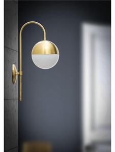 Lampada, Applique Da Muro in metallo dorato opaco GLAMY STREET Dimensioni 19x31x51 cm sfera in vetro bianco