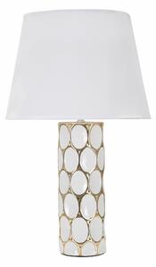 Lampada da tavolo in ceramica bianca e dorata Dimensioni � 34,5x h 56 cm in ceramica bianca dorata effetto alveare