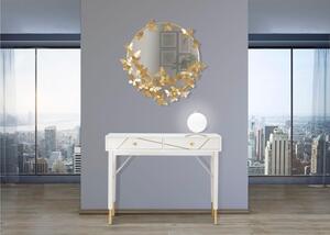 Lampada da tavolo in metallo dorato con sfera in vetro opaco GLAMY LOW Dimensioni 25x25x27 cm in metallo dorato sfera bianco opaco